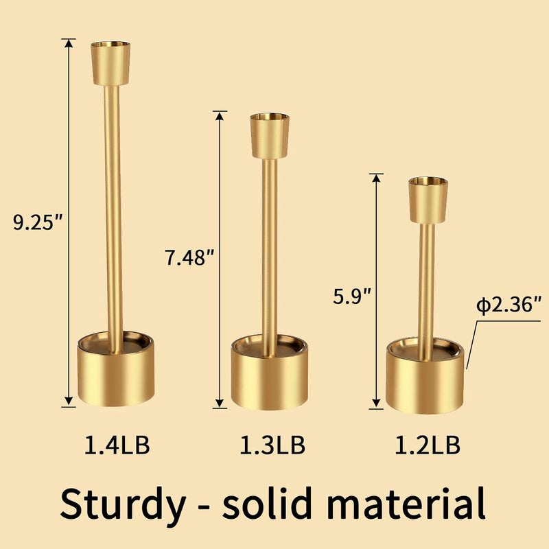 YUMORE Gold Metal Taper Candle Holders Set - Image 5